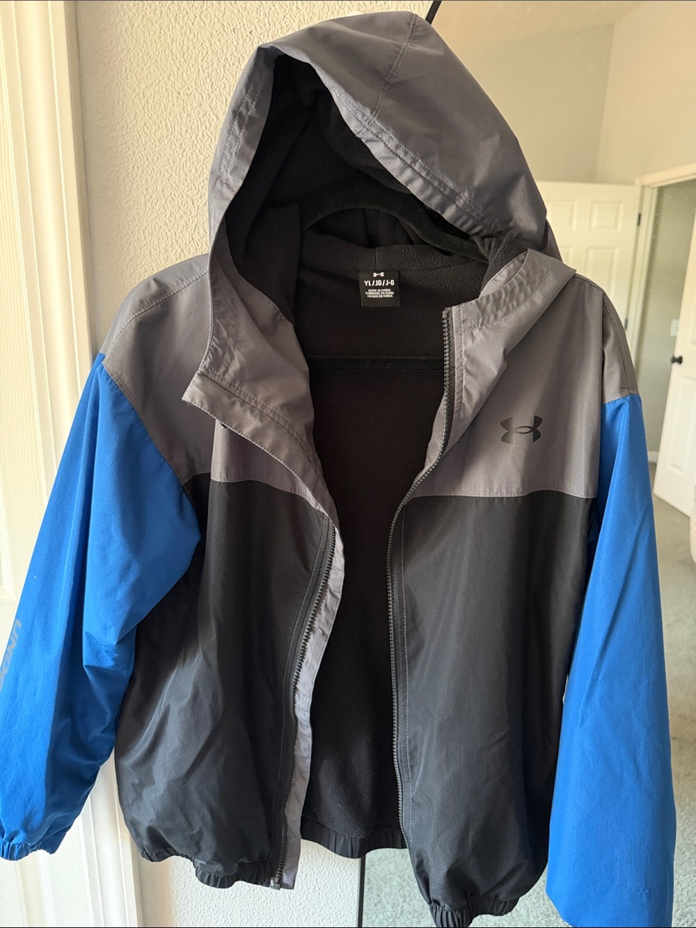 Under Armour Men's Hooded Windbreaker Jacket - Black, Gray & Blue